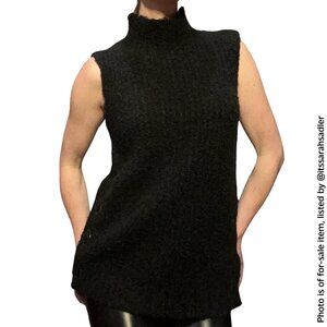 Club Monaco Sleeveless Mock Neck Sweater (Color: Black, Size: XS)